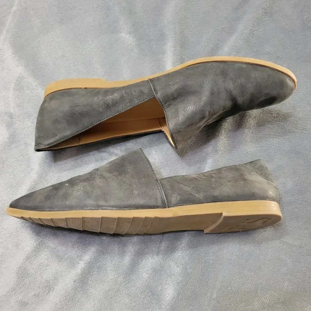 Frank Sarto Gray Suede Shoes Womens 9 Slip On‎ Leather Loafers Comfort Flats